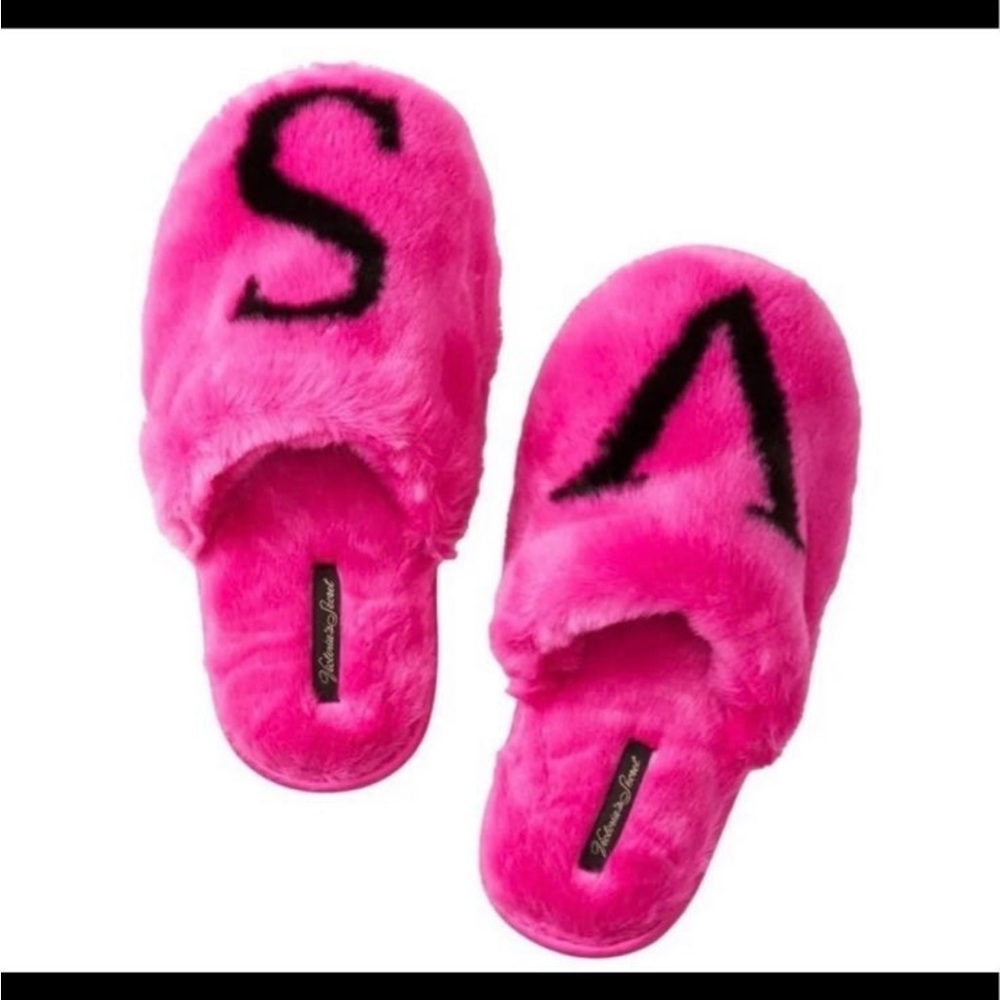 NWT victoria secret sexy oink coosed tow faux fur slides slippers size small